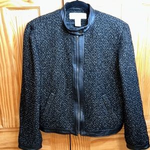 Jones New York Tweed, Leather Lined Jacket. NWOT